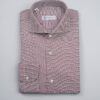 Camicia Fantasia Beige e Bianca, Collo Francese, Slim Fit