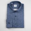 Camicia in Flanella Color Blu, Collo Italiano