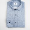 Camicia in Flanella Microfantasia Blu, Collo Italiano