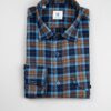 Camicia in Flanella a Quadri Blu, Collo Italiano