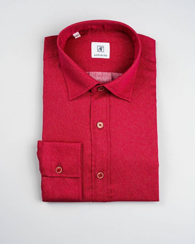 Camicia in Flanella Fragola, Collo italiano