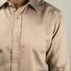 2 Camicia in flanella color beige, collo italiano