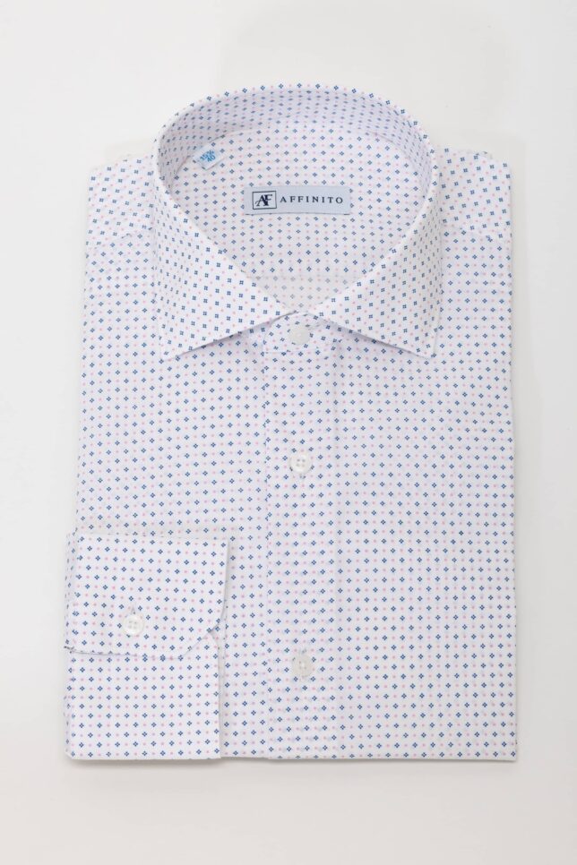 Camicia a fantasia – 100% cotone, collo francese