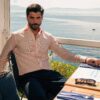 Camicia microfantasia rosa – 100% cotone, slim fit, collo mezzo francese