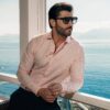 Camicia microfantasia rosa – 100% cotone, slim fit, collo mezzo francese
