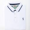 Polo bianca con colletto fantasia – in cotone piqué