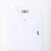 Polo bianca slim con ricamo blu – in cotone elasticizzato