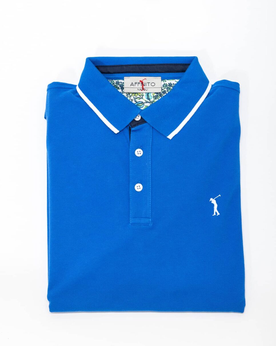 Polo royal con colletto fantasia – in cotone piqué